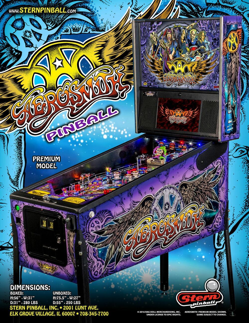 Aerosmith Premium Pinball FLYER Original Arcade Machine Hard Rock & Roll Art
